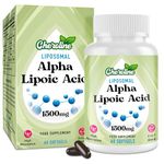 Liposomal Alpha Lipoic Acid 1500mg Softgels, with Acetyl-L-Carnitine 900mg & Ubiquinol 100mg & Vitamin E 15mg, High Strength 4-in-1 ALA Supplement for Antioxidant & Energy (60 Count (Pack of 1))