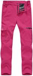 Gopune Women's Snow Ski Waterproof Softshell Snowboard Pants Outdoor Hiking Fleece Lined (Rose Red,XS)