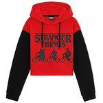 Stranger Things Girls Cropped Hoodie, Casual Hooded Pullover - Girls Gifts (Red/Black, 13-14 Years)