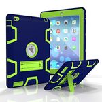 iPad 4 Case, iPad 3 Case, iPad 2 Case, MAKEIT Hybrid Three Layer Armor Shockproof Kickstand Case for iPad 2nd / 3rd / 4th Generation 9.7 inch (C4-Purplish Blue+Fluorescence Green)