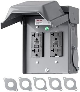 DEWENWILS Outdoor Electrical Outlet Box, Dual 20 AMP WRTR GFCI Receptacles with Rainproof 3R Enclosure, Waterproof GFCI Outlet Box with Cover for Garden, Outdoor Lights, ETL Listed
