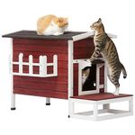 Outside Cat House - Constructed with Waterproof and Escape-Proof Features, and The Perfect Size at 29.5" L x 19" W x 29" H - Keep Pets Safe and Protected from The Elements, Rabbit Hutch