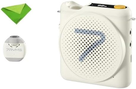 7RYMS WA2 Voice Amplifier for Teachers with Wireless Lavalier Microphone,Portable Speaker for Classroom,Speech,Training Outdoor,Mini Speaker Clip-On Mic- Noise Canceling,164ft Range,23H Working-White