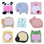 JIANTA 32 Pack Cute Animal Sticky Notes for Party Bags, 8 Styles 640 Sheets Party Bag Fillers for Kids, Party Favour Cartoon Animal Sticky Notes Set