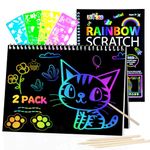 OSLINE Arts and Crafts for Kids Age 3-10,Gifts for 4-6-8 Year Old Girls Boys Toys,Toys for 5 6 7 Year Old,DIY Rainbow Scratch Paper Art Notebooks Kits for Kids,kids Christmas Birthday Gifts Age 7-12