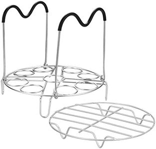 Steamer Rack Trivet Accessory Set, Include 9-holes Egg Cooking Rack with Heat Resistant Silicon Handles & Compatible for 6, 8 Quart Pressure Cooker Trivet, Instant Pot Accessories