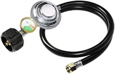 3 Feet Propane Regulator Hose with Propane Tank Gauge Universal Grill Regulator Replacement Parts, QCC1 Hose and Regulator for Most LP Gas Grill, Heater and Fire Pit Table,3/8" Female Flare Nut