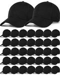 36 Pack Blank Baseball Cap Bulk Adjustable Back Strap Sublimation Hats Plain Unisex Trucker Hat for Men Women (Black)