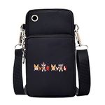 FINDING CASE Cartoon Printed Women Girls men Zipper Waterproof Nylon 3 Layers Crossbody Bags Wallet Cellphone Purse Shoulder Bag Wristlet Handbags Adjustable Strap (Cute Animals)