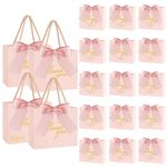 SHAIDOJIO 30Pack Small Thank You Gift Bags with Handle, Mini Pink Gift Bags Candy Boxes Bulk with Bow Ribbon, Party Favor Bags for Wedding, Birthday, Bridal Shower, Baby Shower (5.5x2.5x4.7 Inch)