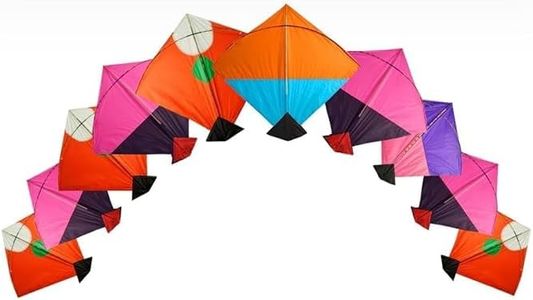 MAGICMANTA Premium Paper Kites for Decoration & Flying Assorted Colours, Decorative Fighter Kite Set, 42 x 42 cm,Large Multi-Colour Pack of 10, Traditional Design with Bamboo Frame(DAGGA)