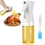 Pubiao Oil Sprayer Bottle 200ml Oil Spray Dispenser Mister Bottles with Brush Refillable Container for Kitchen Cooking Salad BBQ Baking Grilling Roasting Fryer Vinegar (White)