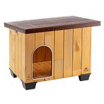 Ferplast BAITA 60 FSC Wooden Dog House - Opening Roof, Waterproof & Anti-UV - Sloping, with Lock - Anti-Bite Aluminium Door - Insulating Feet - 67 x 53 xh 55.5 cm