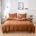 Treer Duvet Cover Set Solid Color Nordic Bedding Set, Single Double King Size Microfiber Nordic style Soft Duvet Set with Zipper Closure Quilt Case and 1/2 Pillowcases (Brown,135x200cm)