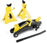 VEVOR Low Profile Floor Jack, 2 Ton (4400 lbs) Capacity, Steel Racing Floor Jack with Stands, Single Piston Quick Lift Pump, Hydraulic Trolley Car Lift for Compact SUVs, Lifting Range 5.1-12.2 Inches