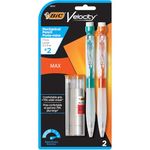 BIC Velocity Max Mechanical Pencils, With Colourful Barrel, Medium Point (0.9 mm), 2-Count Pack Mechanical Pencils With Erasers and Lead Refills