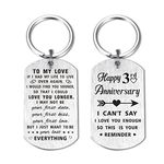 Yobent 3rd Anniversary Keychain Gifts for Husband Wife Him Her, Happy Third Wedding 3 Year Anniversary for Men Women