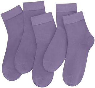 SERISIMPLE Colorful Quarter Ladies Crew Socks Breathable Solid Pastel Light Color Thin Bootie Unisex Sock 5 Pairs (m,Lavender Purple)