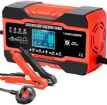 12V/24V 10Amp Car Battery Charger, Automatic Battery Charger with Temperature Compensation, Repair/Maintains for Cars SLA, AGM, WET & GEL Lead Acid Batteries