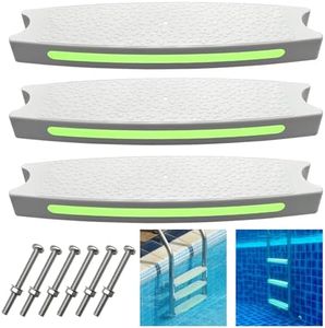 Pool Ladder Steps Replacement, 18" Universal Heavy Duty Pool Ladder Steps, Swimming Pool Ladder Steps for Inground Pools & above Ground Pool with 6 PCS Bolts and 3 Reflective Strips (3 PACK)