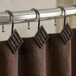 Bronze Decorative Shower Curtain Hooks: Rust Proof Metal Geometric Diamond Shaped Shower Curtain Rings - Rustic Vintage Antique Hooks Hangers for Shower Curtain Rod - Set of 12