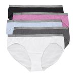 Hanes Women's Just My Size Bikinis, No-Show Panties, Cotton Stretch Underwear, Plus Sizes, 5-Pack, White/Grey/Blue/Pink/Black, 12