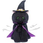 My OLi Black Cat Plush 25.5cm Cat Teddy With Wizard Hat And Cloak Stuffed Animals Plush Toys Gifts For Kids Baby Black Cat Soft Toy Party Decorations