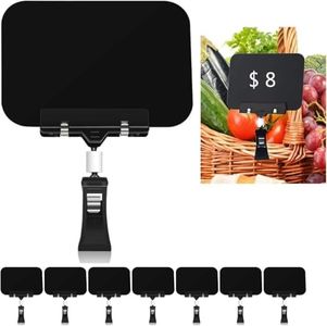 Mlici Clip on Sign Holder Chalkboard Clips, 8 Pack 8.2 x 5.8 Inch Sign Holder Clip for Retail Store Signs Displays, Black Plastic Sale Signs for Food Label Display Rotating Signs Table Clip