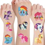 30 Sheets Little Pony Temporary Tattoos for Kids, 60Pcs Cute Cartoon Tattoos Party Supplies Decoration Favors Tattoo Stickers Gift for Girls
