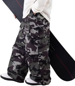 SNOWVERB Womens Mens 2-in-1 Detachable Baggy leopard Snow Pants to Shorts Cargo Freestyle Waterproof Ski Snowboard Outdoor Pants for All-season