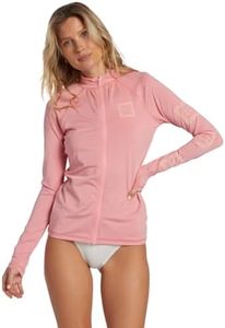 Billabong Women's Standard Core Long Sleeve Zip Front Rashguard, Flamingo