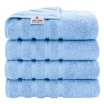 American Soft Linen 4 Piece Bath Towel Set, 100% Turkish Cotton Bath Towels for Bathroom, 27x54 in Extra Large Bath Towels 4-Pack, Bathroom Shower Towels, Sky Blue Bath Towels