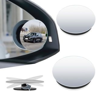 Blind Spot Mirrors, 2" Round HD Frameless Glass Convex 360° Wide Angle Side Stick on Rear View Mirror, Suitable for All Types of Vehicles - Cars SUV and Trucks (Black & 2 Pcs)