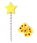 Room on The Broom Inspired Yellow and Red Spot Hair Clip with Yellow Star Wand with Striped Handle World Book Day