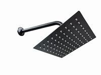 Simba Ultra Slim High Grade Stainless Steel Black Heavy Rain Flow SQUARE Over Head Showers (8" shower + 15" arm)