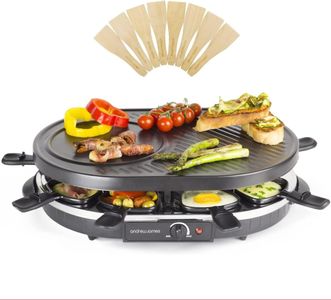 Andrew James 8-Person Raclette Grill – Non-Stick Tabletop Party Grill