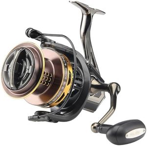 HAUT TON Big Game Surf Spinning Fishing Reel 8000/10000/12000,20KG Drag Power. Backlash-Free Bearings,Metal Reel Seat,Zinc Alloy Gear for Saltwater Inshore and Offshore Fishing,10000