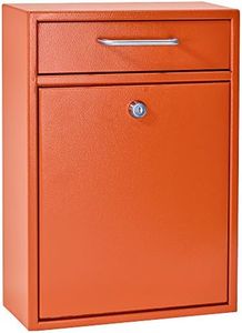 Mail Boss 7425 High Security Steel Locking Wall Mounted Mailbox, Office Drop Box, Comment Box, Letter Box, Deposit Box, Orange