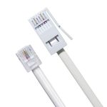 Slick Linc 3M BT Phone to RJ11 Cable 6P2C 2-Pin, Extension Cable, for BT UK Landline, ADSL Modem, Fax, Broadband for UK BT Socket, Sky, Modem, Dial-up - White