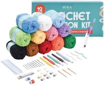 Mira HandCrafts Crochet Kit for Beginners - Crochet Set with 12 Acrylic Yarn for Crocheting, Crochet Accessories, Crochet Hooks, Crochet Needles, Stitch Holders, Row Counters, Crochet Patterns Ebooks