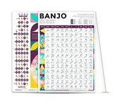 Banjo Chord Chart Cheatsheet for Beginner Adult or Kid, 8'' x 11'' Banjo Chords Card with Easy Chords, Circle of Fifths, Fretboard Note Reference Guide, Great Learning Aid for Acoustic Electric Banjo