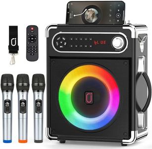 JYX Karaoke Machine with 3 Wireless UHF Microphones for Adults, Portable Bluetooth Speaker, Party Speaker with Disco Lights for Outdoor, PA System Karaoke Speaker Support TWS/FM/USB/TF Card/AUX/REC