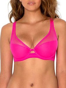 Smart & Sexy Women's Mesh Plunge Bra, Electric Pink (Mesh), 16DD