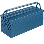 DEUBA® Large Empty Cantilever Tool Box | Big Steel with 5 Compartments | Carry Handle | Garage Organiser Case | Blue | 53 x 20 x 20 cm (21 x 8 x 8 Inch)