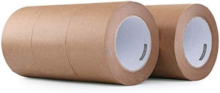 LLPT Kraft Paper Gummed Tape 6 Packs Recyclable Writable Tearable High Tensile Strength for Carton Sealing Photo Frame Seal 3” x 165 Ft Color Brown (PGB630)
