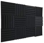 Fstop Labs Acoustic Foam Panels 12" X 12" X 2" Acoustic Foam Sound Absorbing Panel, Studio Wedge Tiles, Sound Panels wedges Soundproof Foam Sound Insulation Absorbing (24 Pack, Black)
