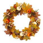 Benross 85019 45cm Autumn Wreath Decoration/Front Door Seasonal Home Décor/Artificial Pumpkins, Pinecones, Leaves and Berries