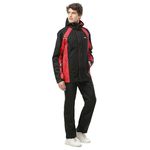 Zeel Rain Coat for Men Waterproof for Bike Riders with Adjustable Hood along with inner pockets,Waterproof Rainwear Suit with Polyester Jacket,Pants and Waterproof Drawstring Bag,JS508 Black Red 5XL