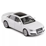 DEOXY Audi A8 1:24 Diecast Scale Model Metal Pull Back Toy car for Kids with Openable Doors & Light, Music Toy Vehicle for Kids (White)