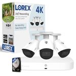 Lorex Fusion 4K Security Camera System with 2TB NVR – 16 Channel (Wired & Fusion WiFi) PoE Wired Home Security System with 3 Bullet IP E842 Cameras – Color Night Vision, (White)